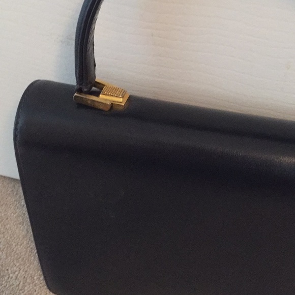 Vintage 100 percent all dark blue leather bag - Picture 4 of 6